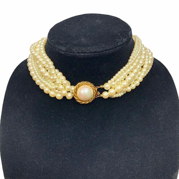 Carolee Torsade Multi-strand Pearl Necklace Diana style - Picture 7 of 8
